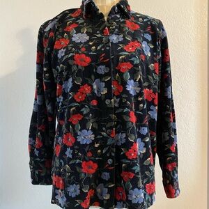 90s Vintage Super Soft Floral Button-down Petite Medium